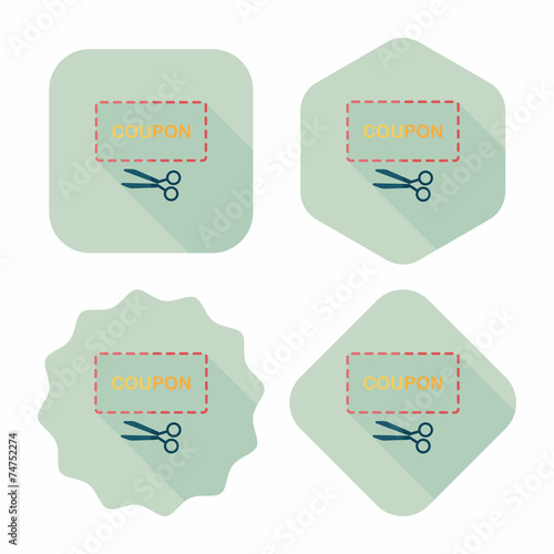 shopping sale coupon flat icon with long shadow,eps10