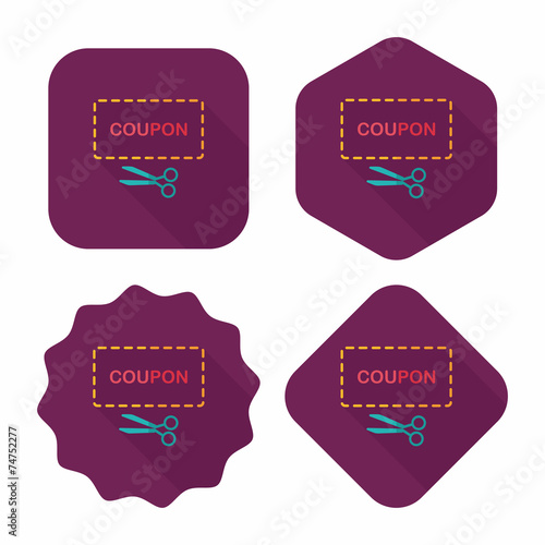 shopping sale coupon flat icon with long shadow,eps10