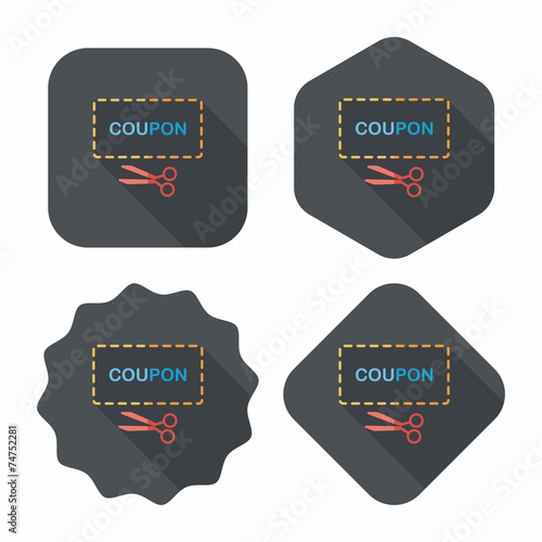 shopping sale coupon flat icon with long shadow,eps10