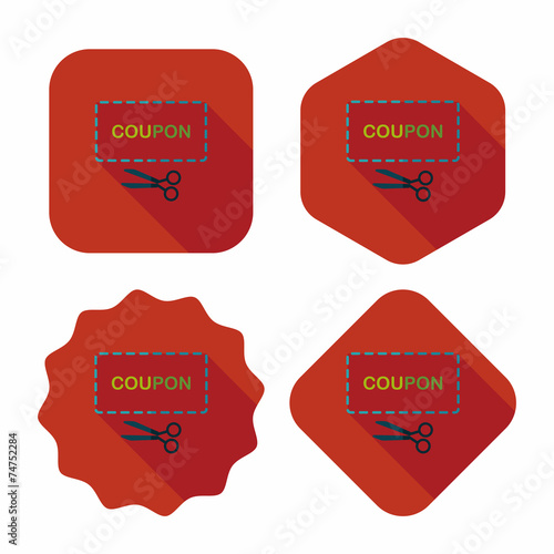 shopping sale coupon flat icon with long shadow,eps10