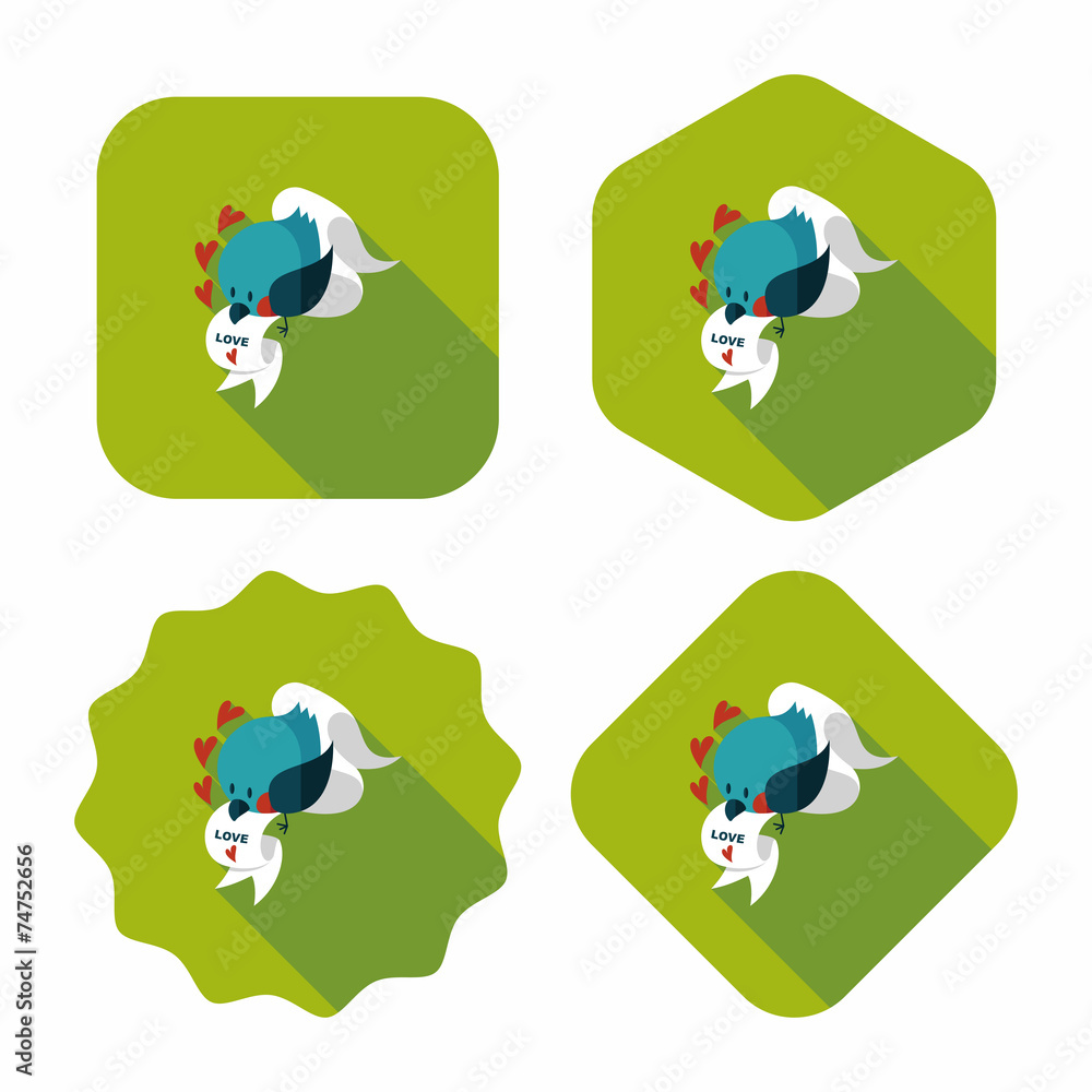 Valentine's Day lover bird flat icon with long shadow,eps10 Valentine's Day lover bird flat icon with long shadow,eps10