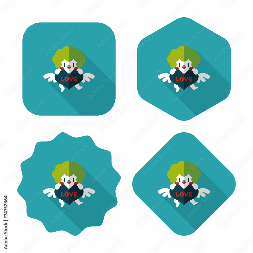 Valentine's Day cupid flat icon with long shadow,eps10 Valentine's Day cupid flat icon with long shadow,eps10