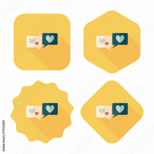 Valentine's Day love message phone flat icon with long shadow,ep