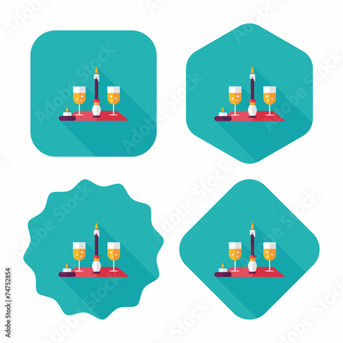 Valentine's day champagne flat icon with long shadow,eps10
