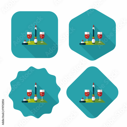 Valentine's day champagne flat icon with long shadow,eps10
