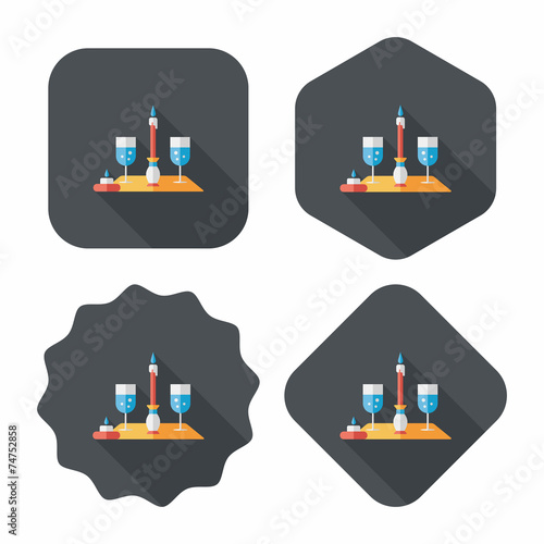 Valentine's day champagne flat icon with long shadow,eps10