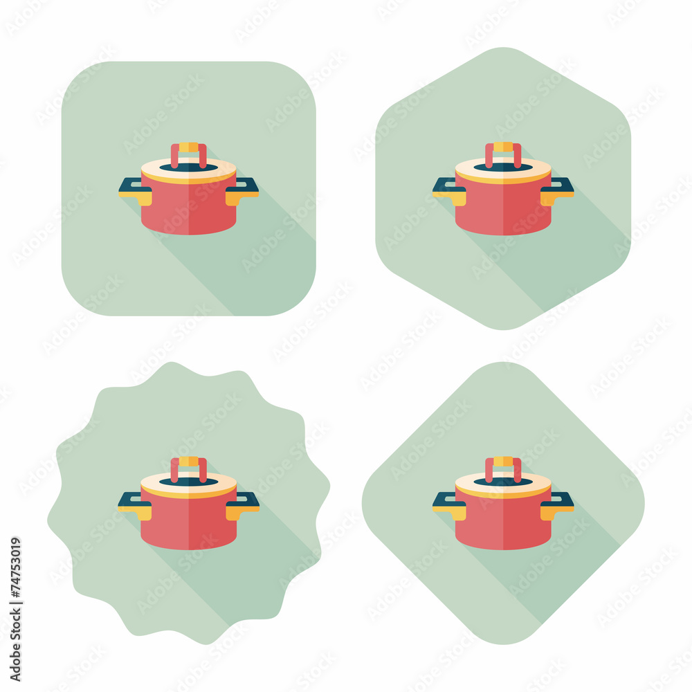 kitchenware pot flat icon with long shadow,eps10 kitchenware pot flat icon with long shadow,eps10