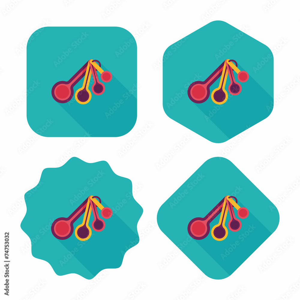 kitchenware spoon flat icon with long shadow,eps10 kitchenware spoon flat icon with long shadow,eps10