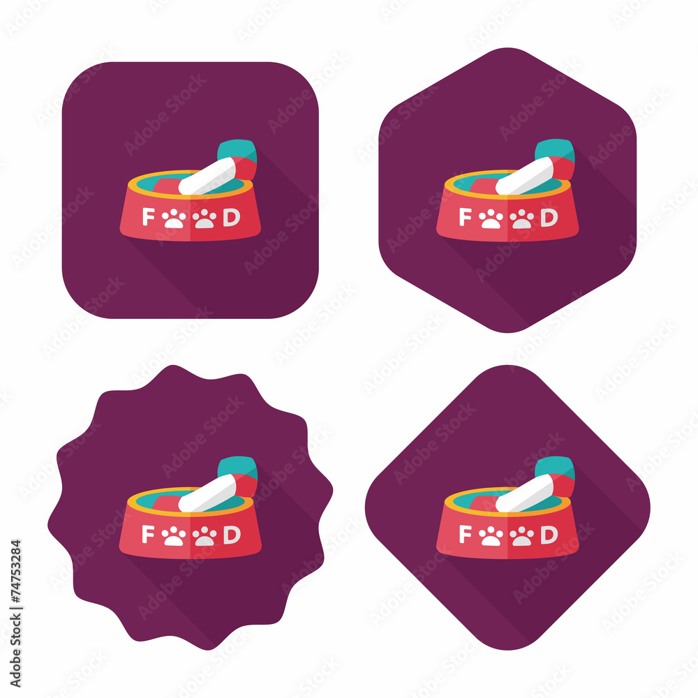 Pet dog food flat icon with long shadow,eps10 Pet dog food flat icon with long shadow,eps10
