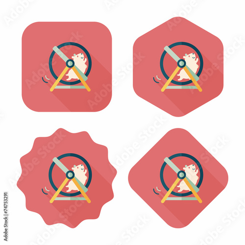 Pet mouse exercise wheel flat icon with long shadow,eps10