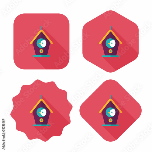 Pet bird house flat icon with long shadow,eps10