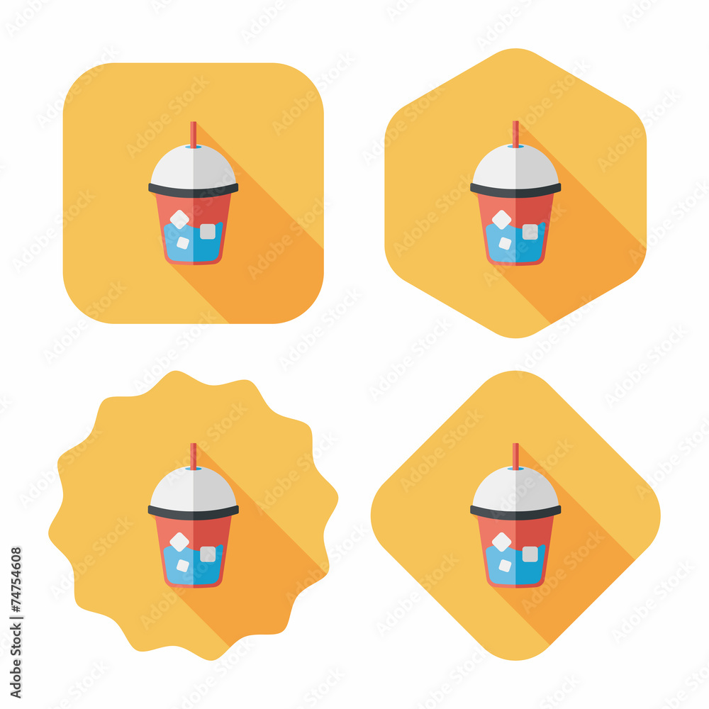 iced drink flat icon with long shadow,eps10 iced drink flat icon with long shadow,eps10