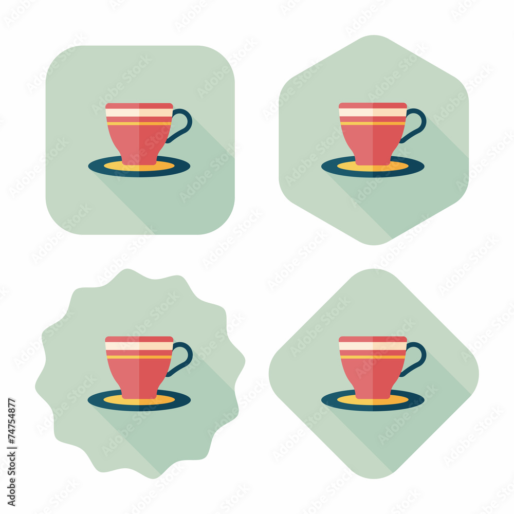 coffee cup flat icon with long shadow,eps10 coffee cup flat icon with long shadow,eps10