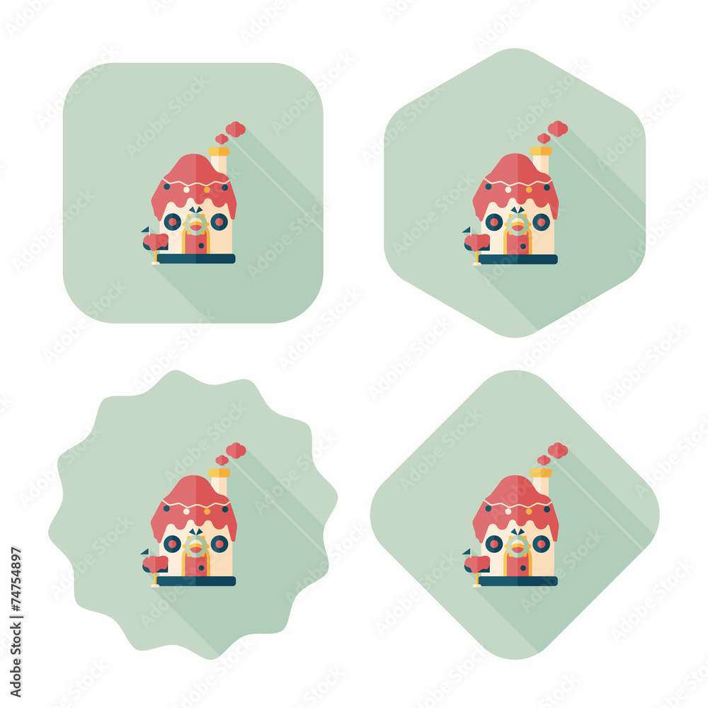 Gingerbread house flat icon with long shadow,eps10 Gingerbread house flat icon with long shadow,eps10