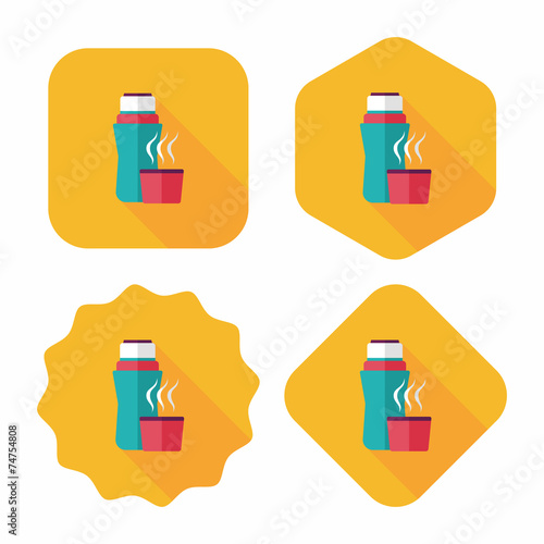 Vacuum flask flat icon with long shadow,eps10, hot water bottle