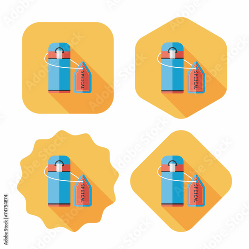 Vacuum flask flat icon with long shadow,eps10, hot water bottle