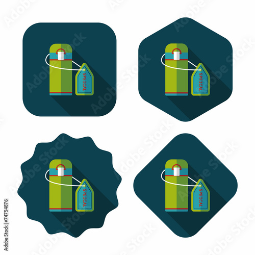 Vacuum flask flat icon with long shadow,eps10, hot water bottle