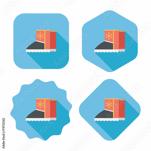 winter boot flat icon with long shadow,eps10