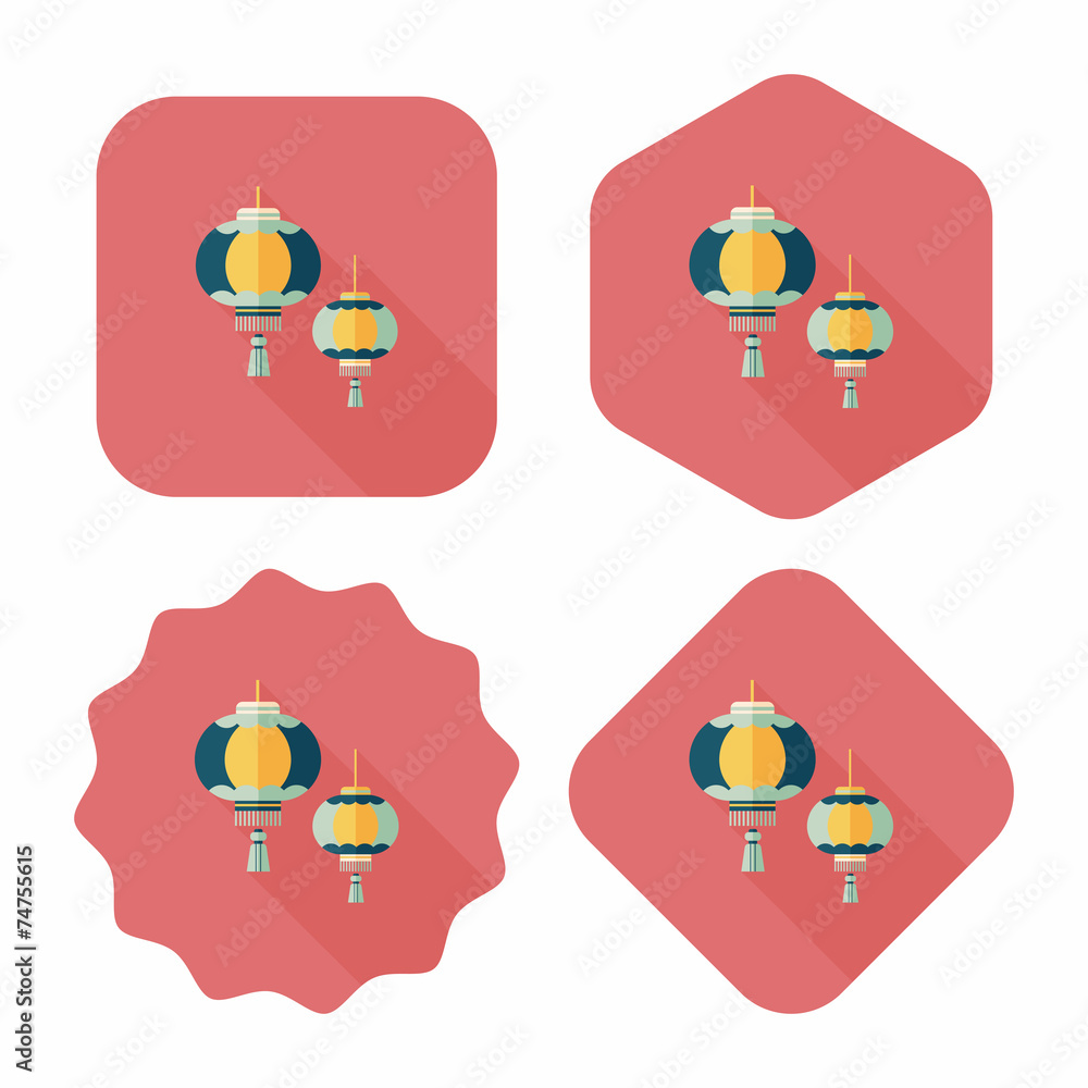 Chinese New Year flat icon with long shadow,eps10, Chinese decor Chinese New Year flat icon with long shadow,eps10, Chinese decor