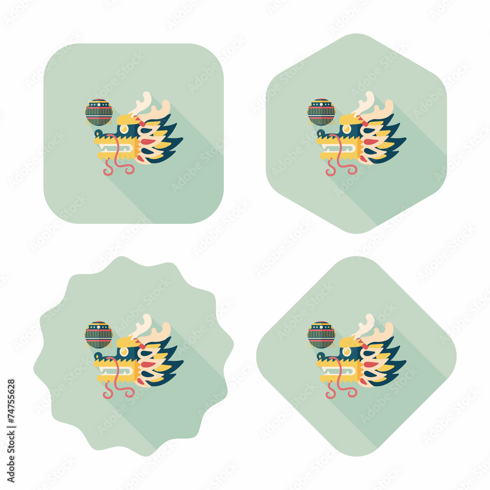 Fototapeta premium Chinese New Year flat icon with long shadow,eps10,The dragon and