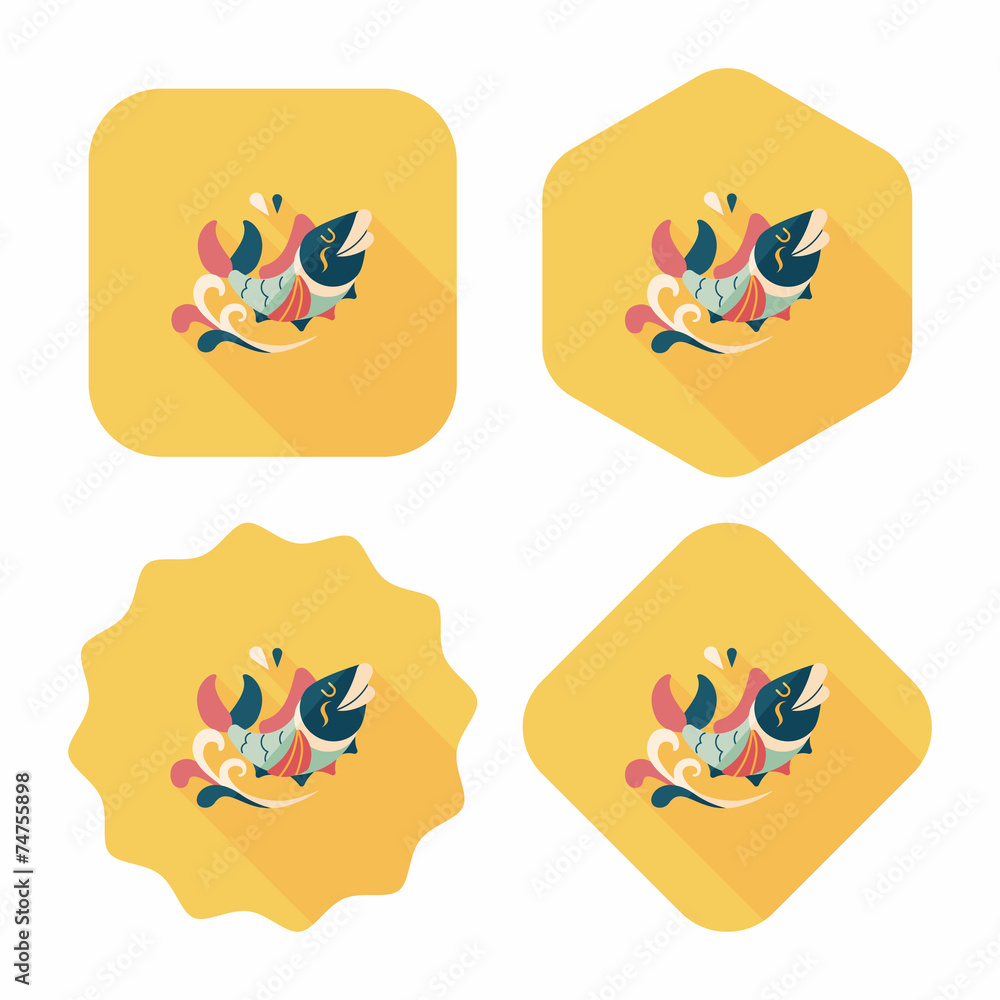 Chinese New Year flat icon with long shadow,eps10, Chinese decor