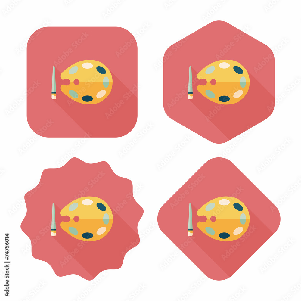 Art palette with paint brush flat icon with long shadow,eps 10 Art palette with paint brush flat icon with long shadow,eps 10