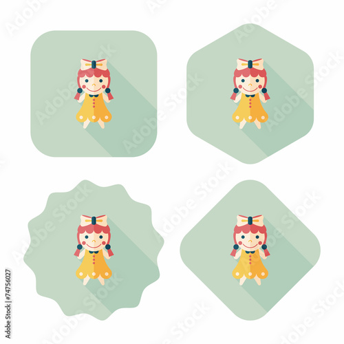 girl doll toy flat icon with long shadow,eps 10