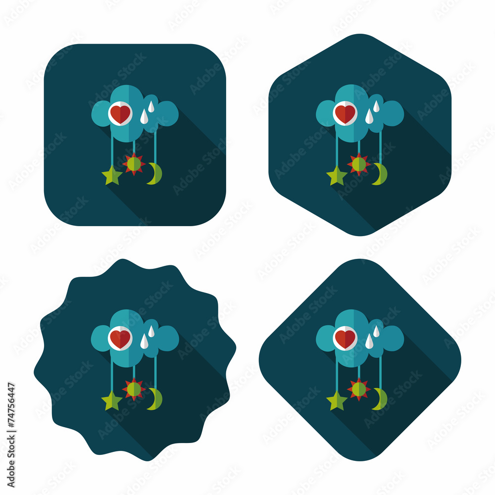 baby rattle flat icon with long shadow,EPS 10 baby rattle flat icon with long shadow,EPS 10