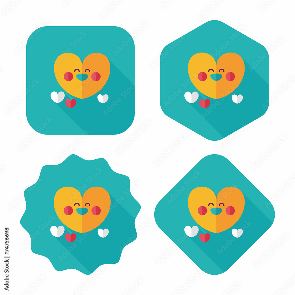 Valentine's Day love heart flat icon with long shadow,eps10