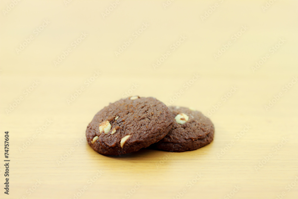 Chocolate chip cookies on wooden background Chocolate chip cookies on wooden background