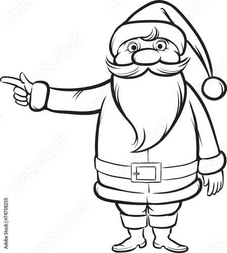 Coloring Book Santa Claus pointing direction