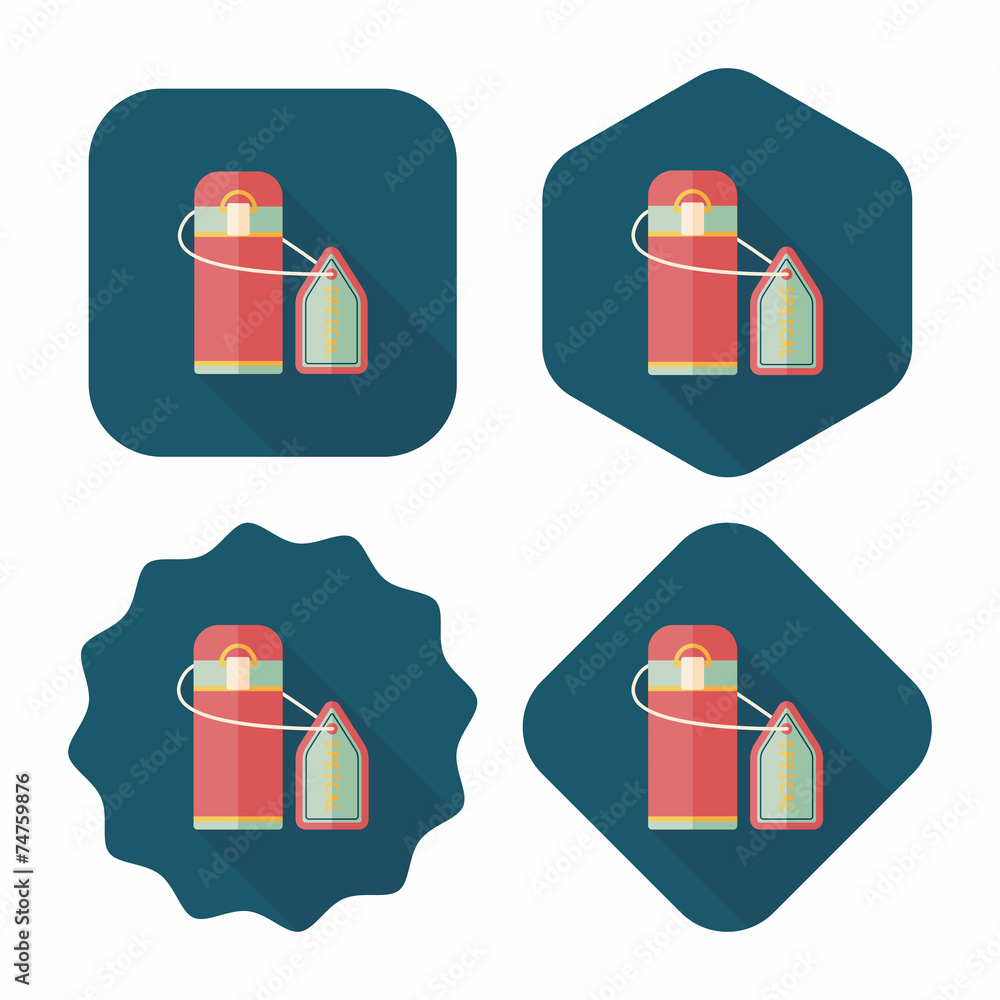 Vacuum flask flat icon with long shadow,eps10, hot water bottle Vacuum flask flat icon with long shadow,eps10, hot water bottle