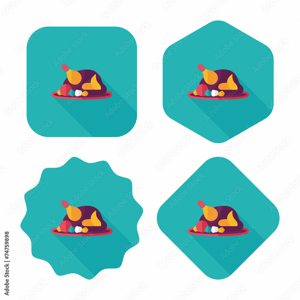 Grill chicken flat icon with long shadow,eps10 Grill chicken flat icon with long shadow,eps10