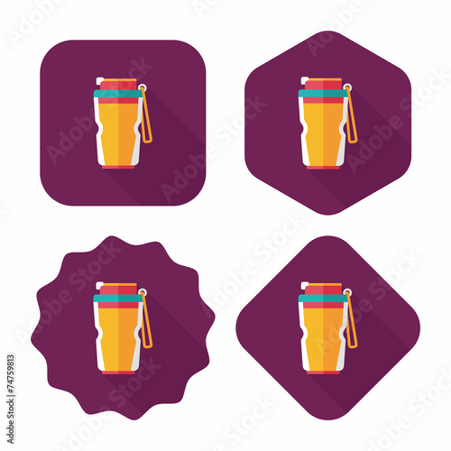 Vacuum flask flat icon with long shadow,eps10, hot water bottle
