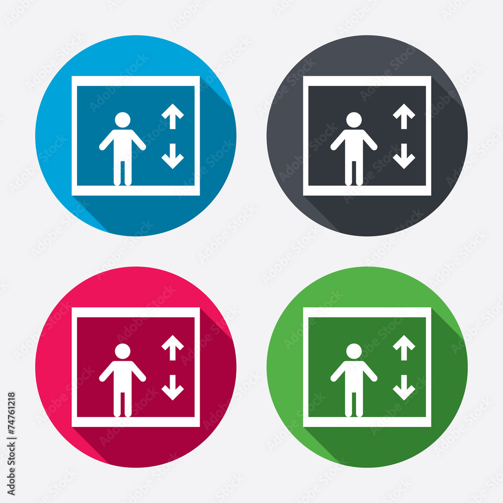 Elevator icon. Person symbol with up down arrows Elevator icon. Person symbol with up down arrows