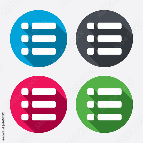 List sign icon. Content view option symbol.