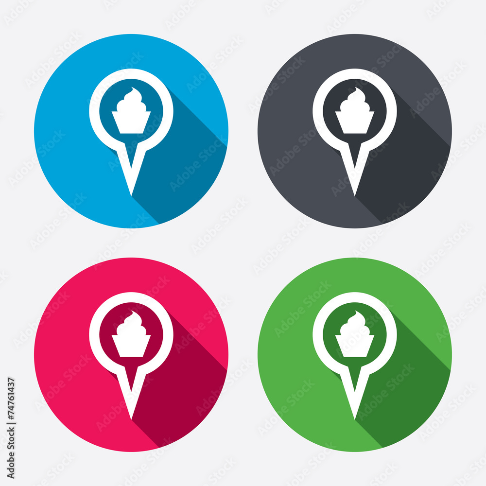 Map pointer food sign icon. Marker symbol. Map pointer food sign icon. Marker symbol.