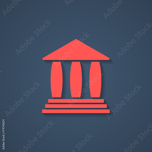 red bank or greek colonnade icon with shadow
