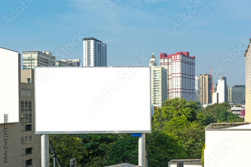 Blank billboard advertisement in the city