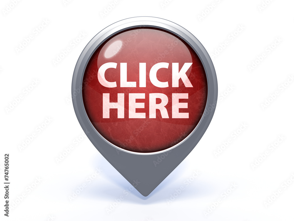 Click here circular icon on white background Click here circular icon on white background