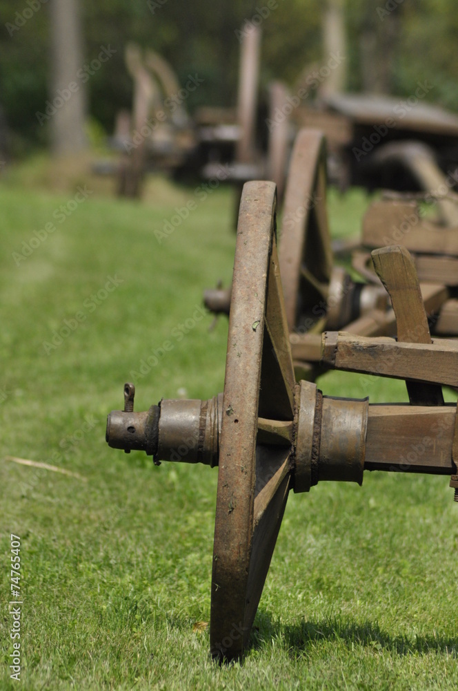 Wagon with wooden wheels. Museum, renovated, waggon-driving Wagon with wooden wheels. Museum, renovated, waggon-driving