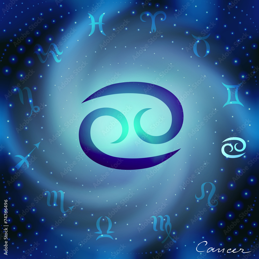 Space spiral with astrological Cancer symbol Space spiral with astrological Cancer symbol