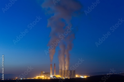 Electric power plant in Kozani Greece. Slow shutter speed
