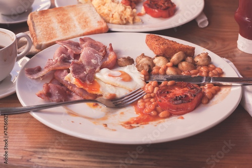 Traditional english breakfast in cafe