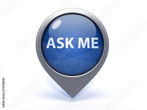 ask me circular icon on white background