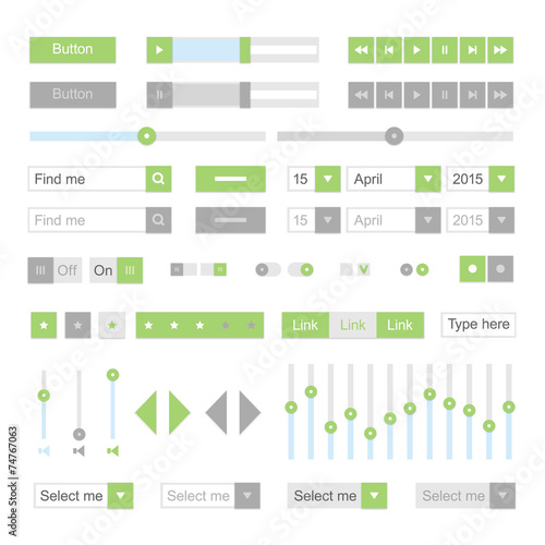Green material design UI elements vector