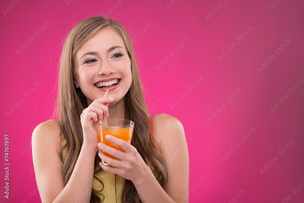 Beautiful girl on rose background Beautiful girl on rose background