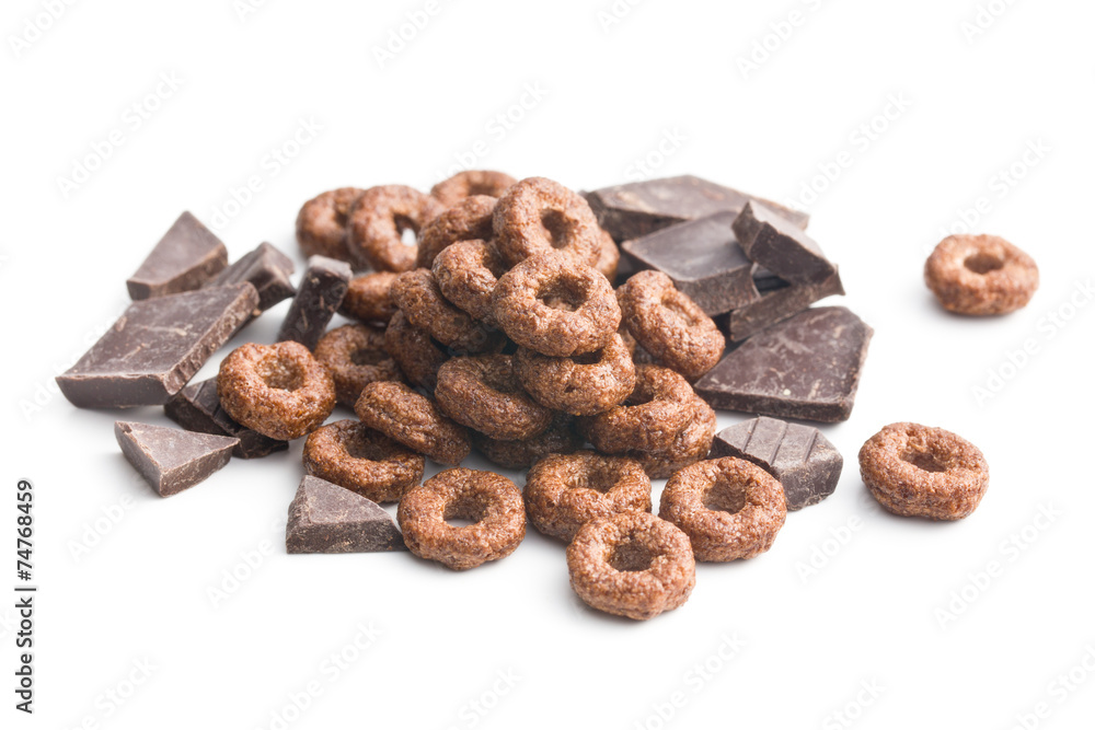 Fototapeta premium cereal rings and chocolate