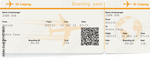 Vector image of airline boarding pass ticket