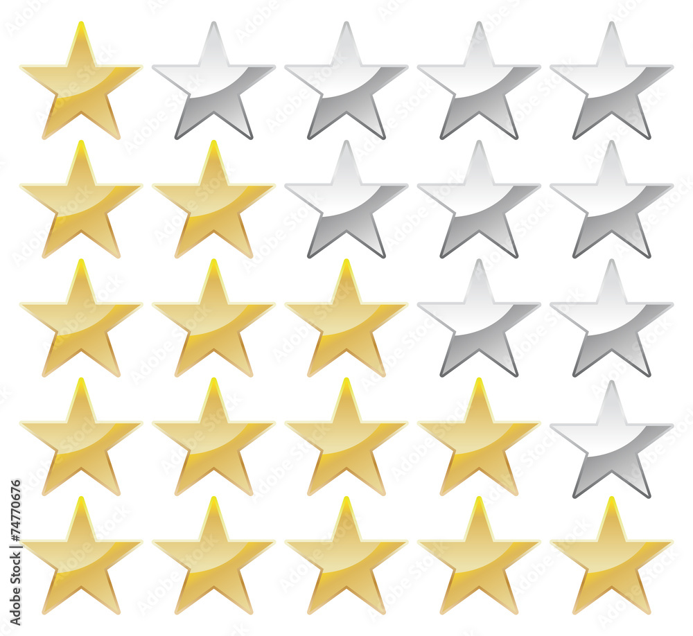 Set of stars, gold and grey Set of stars, gold and grey